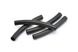 Black Noodle Tube Bead, 12 Oxidized Brass Black Curved Tube Findings (6x50mm) Bt003 Brc257 S858