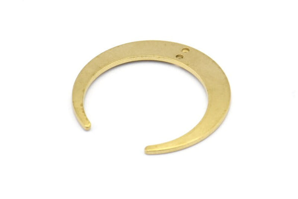 Brass Moon Charms, 6 Raw Brass Crescent Moon Charms With 2 Holes, Pendants, Earrings, Findings (27x26x5x1mm) D0610