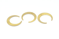 Brass Moon Charms, 6 Raw Brass Crescent Moon Charms With 2 Holes, Pendants, Earrings, Findings (27x26x5x1mm) D0610