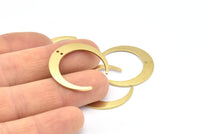 Brass Moon Charms, 6 Raw Brass Crescent Moon Charms With 2 Holes, Pendants, Earrings, Findings (27x26x5x1mm) D0610