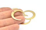 Brass Moon Charms, 6 Raw Brass Crescent Moon Charms With 2 Holes, Pendants, Earrings, Findings (27x26x5x1mm) D0610