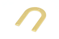 Brass Geometric Charm, 12 Raw Brass U Shaped Pendants With 3 Holes, Charms, Findings (28x20x0.80mm) D0606