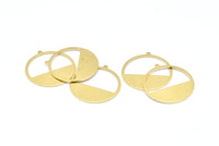 Brass Round Charms, 12 Raw Brass Round Charms With 1 Loop, Pendants, Earrings, Findings (26x0.80mm) D0595