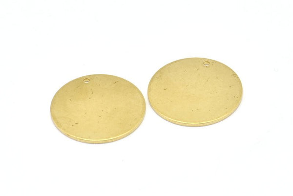 Brass Round Tag, 8 Raw Brass Round Stamping Tags With 1 Hole (21x1mm) D0611