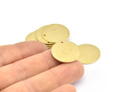 Brass Round Tag, 8 Raw Brass Round Stamping Blanks With 1 Hole (21x1mm) D0611