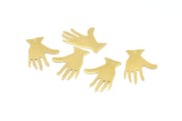 Brass Hand Charms, 24 Raw Brass Hand Charms With 1 Hole (25x17x0.80mm) D0612