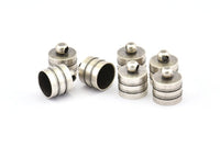 Silver End Cap, 8 Antique Silver Plated Brass End Cap , Cord Tip, (9mm) Cord End - (11.5x10mm) - Cap 5 A0781 B0023 H0689