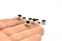 Silver Spacer Beads - 12 Antique Silver Plated Brass Spacer Beads (8.5x5.5mm) A0433 H0687