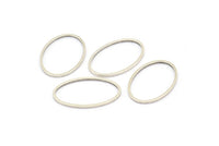 Silver Oval Charm, 50 Antique Silver Plated Brass Oval Connectors (20x13 mm) Bs 1667 H0685