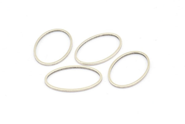 Silver Oval Charm, 50 Antique Silver Plated Brass Oval Connectors (20x13 mm) Bs 1667 H0685
