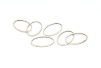 Silver Oval Charm, 50 Antique Silver Plated Brass Oval Connectors (20x13 mm) Bs 1667 H0685