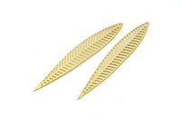 Brass Leaf Charm, 10 Raw Brass Leaf Earring Charms With 1 Hole (60x10mm) D0631