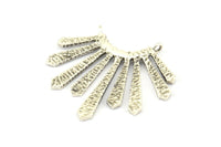 Silver Paddle Pendant, 2 Antique Silver Plated Brass Textured Paddle Pendants With 2 Loops, Earrings, Findings (23x37x1.5mm) BS 2430 H0605