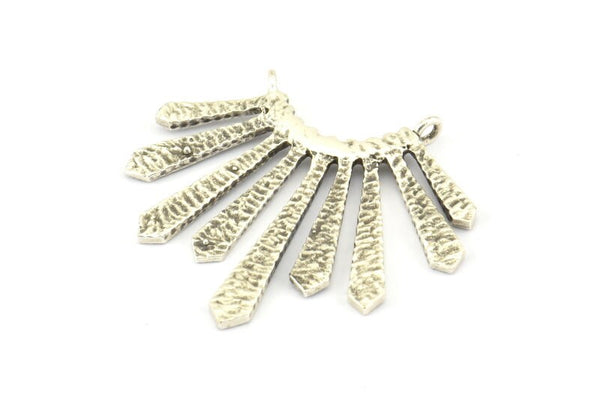 Silver Paddle Pendant, 2 Antique Silver Plated Brass Textured Paddle Pendants With 2 Loops, Earrings, Findings (23x37x1.5mm) BS 2430 H0605