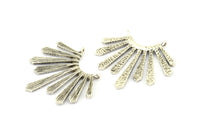 Silver Paddle Pendant, 2 Antique Silver Plated Brass Textured Paddle Pendants With 2 Loops, Earrings, Findings (23x37x1.5mm) BS 2430 H0605