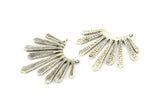 Silver Paddle Pendant, 2 Antique Silver Plated Brass Textured Paddle Pendants With 2 Loops, Earrings, Findings (23x37x1.5mm) BS 2430 H0605