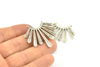 Silver Paddle Pendant, 2 Antique Silver Plated Brass Textured Paddle Pendants With 2 Loops, Earrings, Findings (23x37x1.5mm) BS 2430 H0605