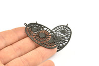 Black Ethnic Pendant, 2 Oxidized Brass Black Ethnic Pendants With 1 Loop, Earring Findings, Charms (45x25x1.1mm) E176