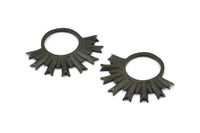 Black Sun Pendant, 2 Oxidized Brass Black Textured Sunny Pendants, Earrings, Findings (28x33mm) BS 2428 S821