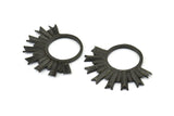 Black Sun Pendant, 2 Oxidized Brass Black Textured Sunny Pendants, Earrings, Findings (28x33mm) BS 2428 S821