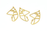 Brass Face Charm, 10 Raw Brass Face Charms With 1 Loop, Pendants, Earrings, Findings (39x20x1mm) D0637