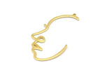 Brass Face Charm, 12 Raw Brass Face Charms With 1 Loop, Pendants, Earrings, Findings (43x23x1mm) D0625