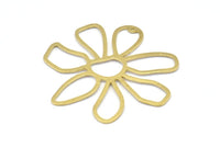 Brass Daisy Charm, 4 Raw Brass Daisy Charms With 1 Hole, Pendants, Earrings (54x1mm) D0646