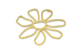 Brass Daisy Charm, 4 Raw Brass Daisy Charms With 1 Hole, Pendants, Earrings (54x1mm) D0646