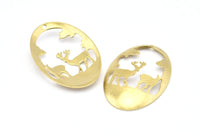 Brass Deer Charm, 4 Raw Brass Deer Charms With 1 Hole, Pendants, Earrings (45x30x1mm) D0645