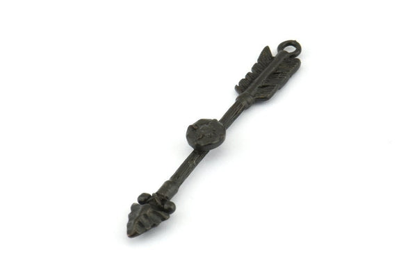 Black Arrow Pendant, 2 Oxidized Brass Black Arrow Pendants With 1 Loop, Earrings, Charms (53mm) E653 S814