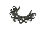 Black Ethnic Pendant, 3 Oxidized Brass Black Ethnic Motif Pendants With 2 Loops (33x26x1mm) BS 2443 S654