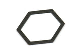 Hexagon Choker Charm, 6 Oxidized Brass Black Hexagon Charms With 1 Hole, Pendants, Findings (39x30x1mm) E076 S817