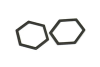 Hexagon Choker Charm, 6 Oxidized Brass Black Hexagon Charms With 1 Hole, Pendants, Findings (39x30x1mm) E076 S817