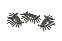 Moon Phases Pendant, 3 Oxidized Brass Black Half Moon Pendants With 2 Loops (38x26x1mm) E654 S820