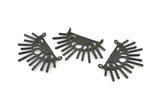 Moon Phases Pendant, 3 Oxidized Brass Black Half Moon Pendants With 2 Loops (38x26x1mm) E654 S820