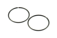 Wire Ear Hoops, 12 Oxidized Brass Black Faceted Wire Hoops, Earring Findings (30x1.3mm) E065 S656