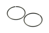 Wire Ear Hoops, 12 Oxidized Brass Black Faceted Wire Hoops, Earring Findings (30x1.3mm) E065 S656