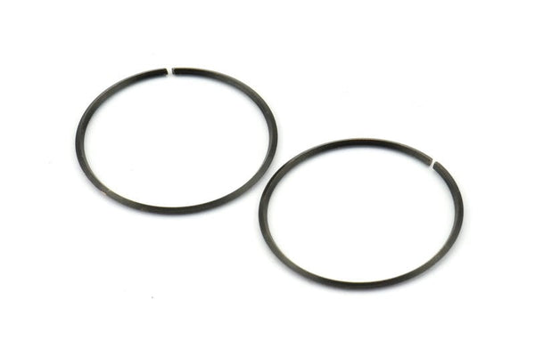 Wire Ear Hoops, 12 Oxidized Brass Black Faceted Wire Hoops, Earring Findings (30x1.3mm) E065 S656