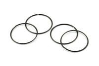 Wire Ear Hoops, 12 Oxidized Brass Black Faceted Wire Hoops, Earring Findings (30x1.3mm) E065 S656