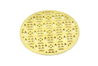 Brass Mandala Charm, 2 Raw Brass Textured Mandala Charms, Earrings, Pendants, Findings (37mm) V044