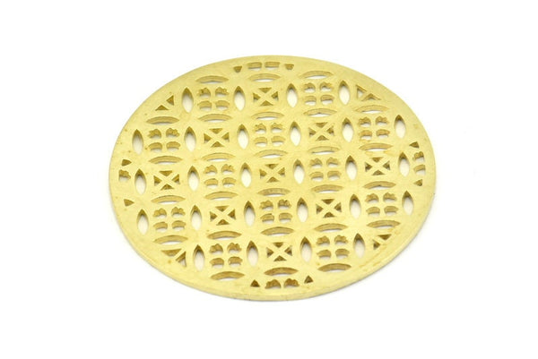 Brass Mandala Charm, 2 Raw Brass Textured Mandala Charms, Earrings, Pendants, Findings (37mm) V044