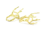 Claw Ring Settings - 2 Raw Brass 4 Claw Ring Blanks For Natural Stones V050