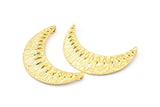 Gold Crescent Pendant, 1 Gold Plated Brass Textured Crescent Pendants With 2 Loops (34x11mm) V053