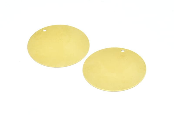 Brass Round Tag, 10 Raw Brass Stamping Blanks With 1 Hole, Charms, Findings (30mm) B0332