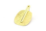 Brass Earring Post, 2 Stainless Steel Posts Raw Brass Textured Earrings (43x28x0.80mm) N0710