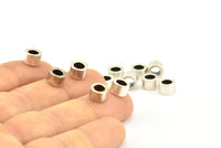 Silver Spacer Bead, 12 Antique Silver Plated Brass Industrial Tubes, Spacer Beads, Findings (7x4.5mm) Bs 1348 H0238