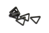 Black Triangle Charm - 6 Oxidized Brass Black Triangles (19x2mm) D0016