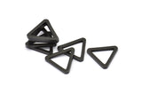 Black Triangle Charm - 6 Oxidized Brass Black Triangles (19x2mm) D0016