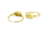 Brass Oval Ring, 5 Raw Brass Ring Oval Settings Y036