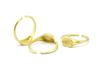 Brass Oval Ring, 5 Raw Brass Ring Oval Settings Y036